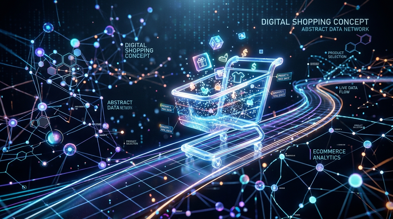 Abstract digital shopping cart concept