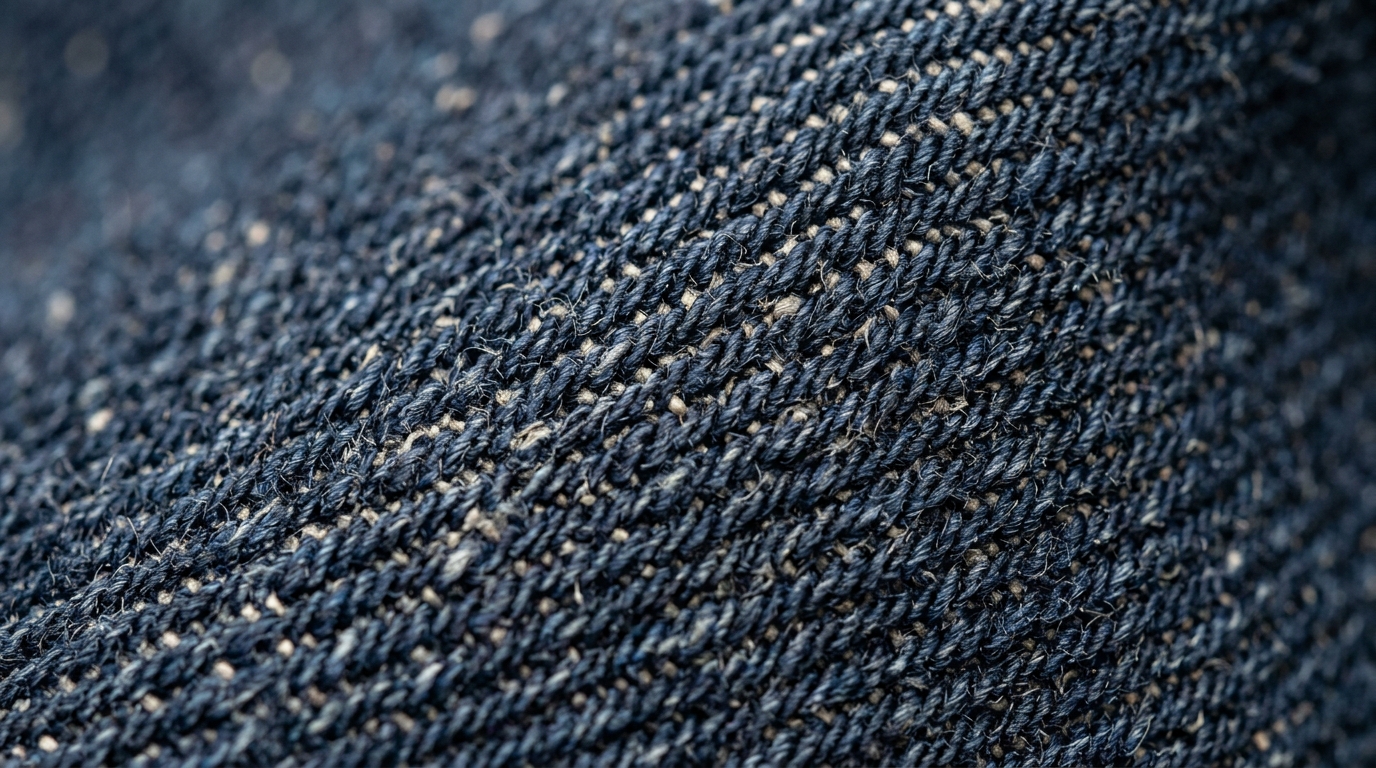 Close-up of premium denim fabric texture