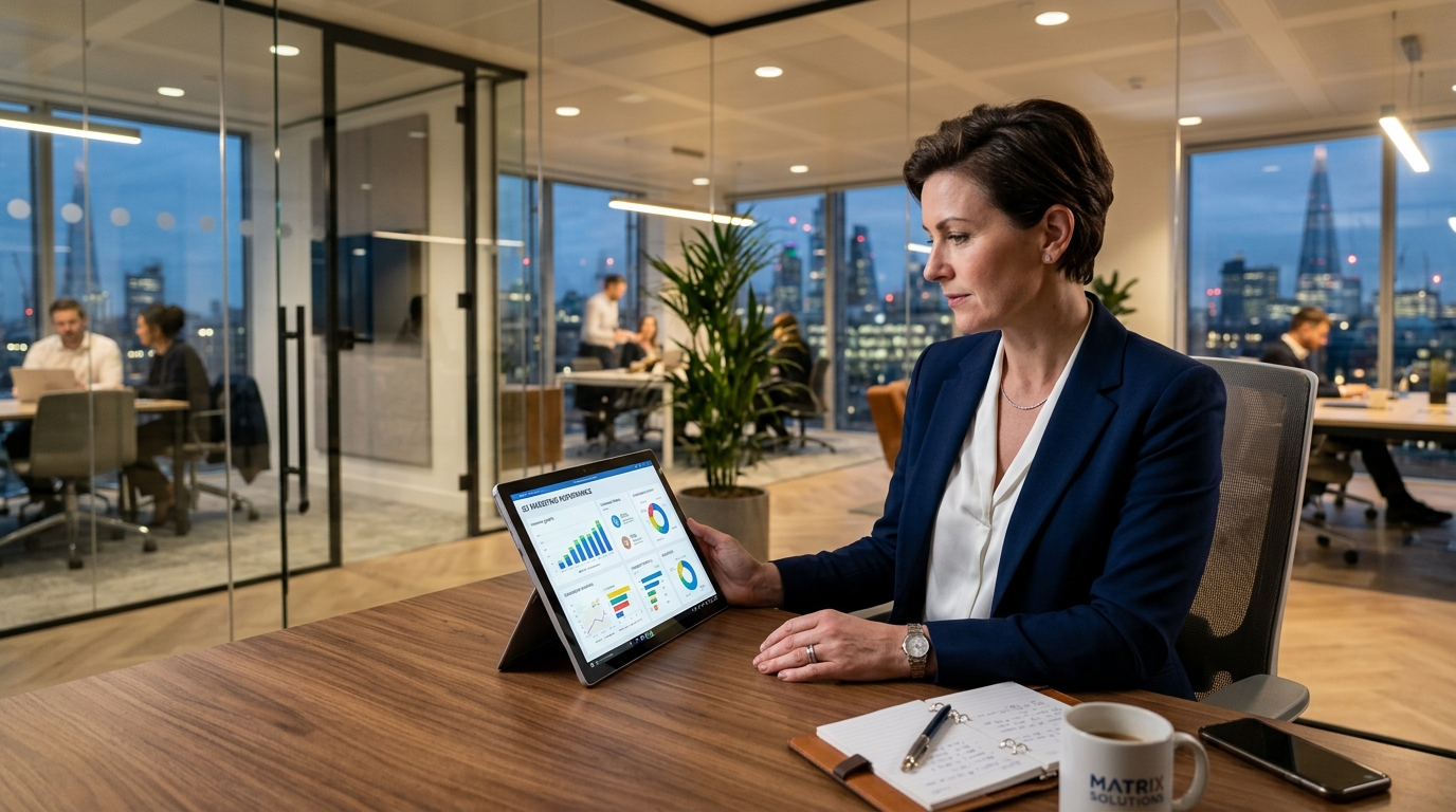 Marketing executive reviewing campaign performance metrics