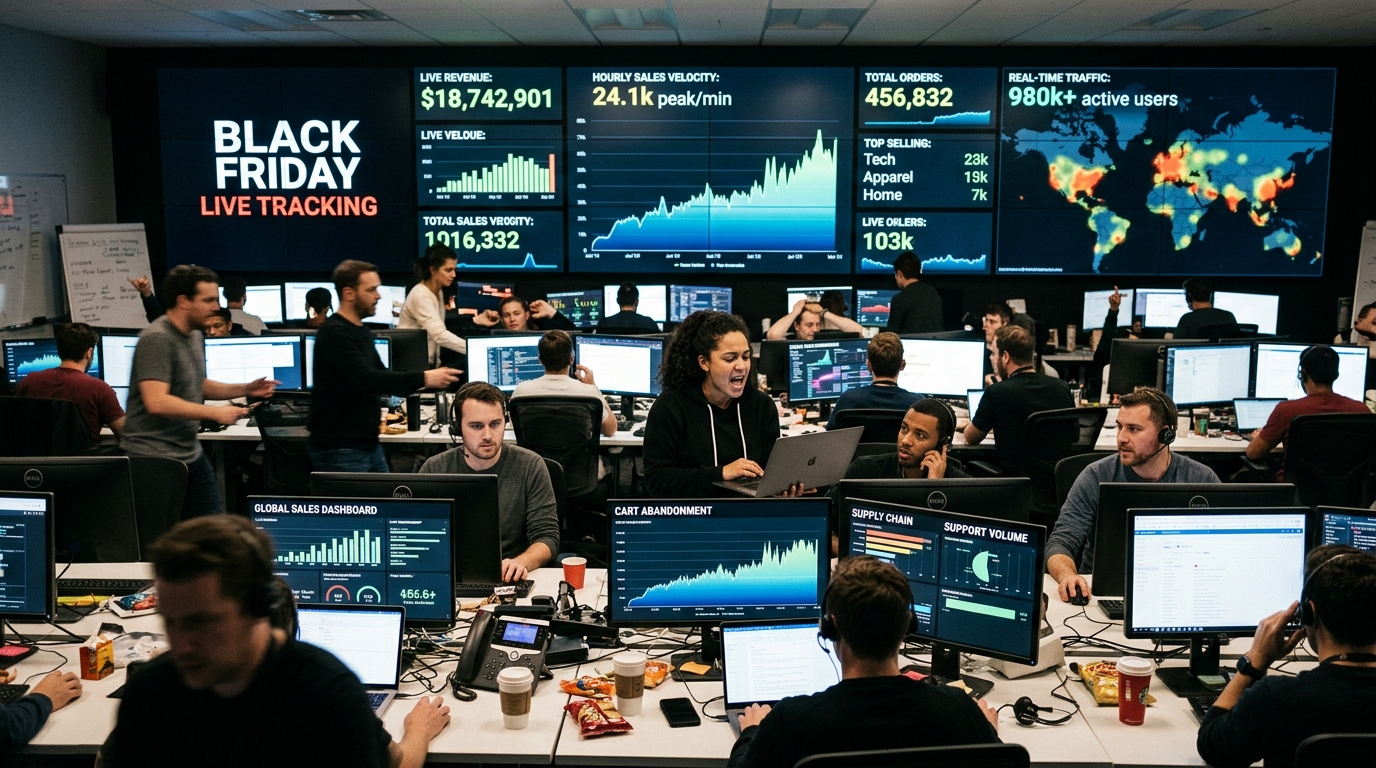 E-commerce command center tracking Black Friday ad performance in real time