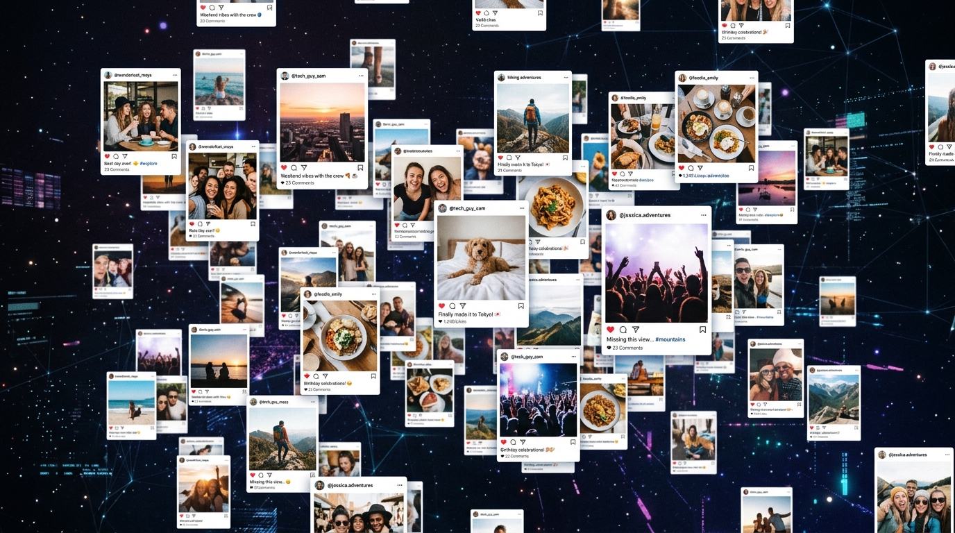Collage of authentic social media photos and UGC clips from fashion customers