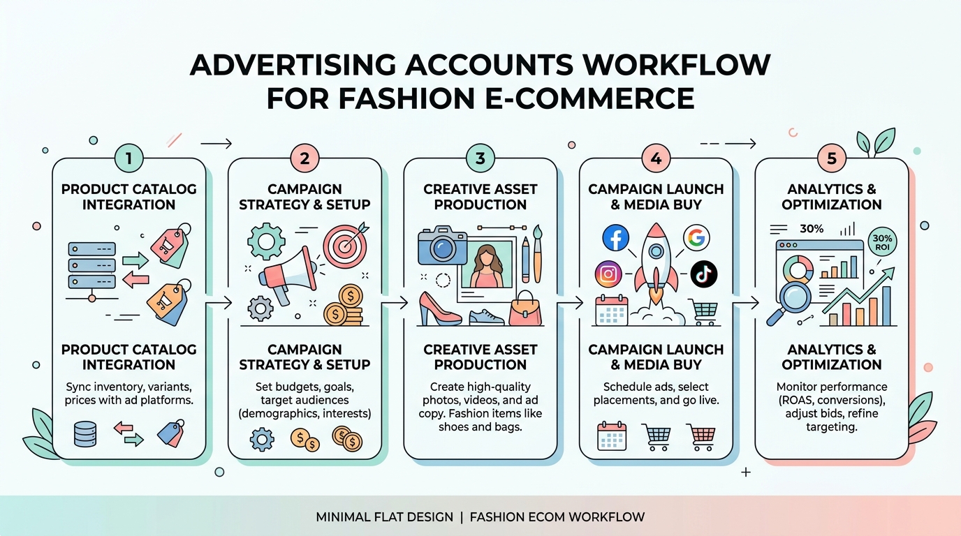 Workflow diagram for advertising accounts