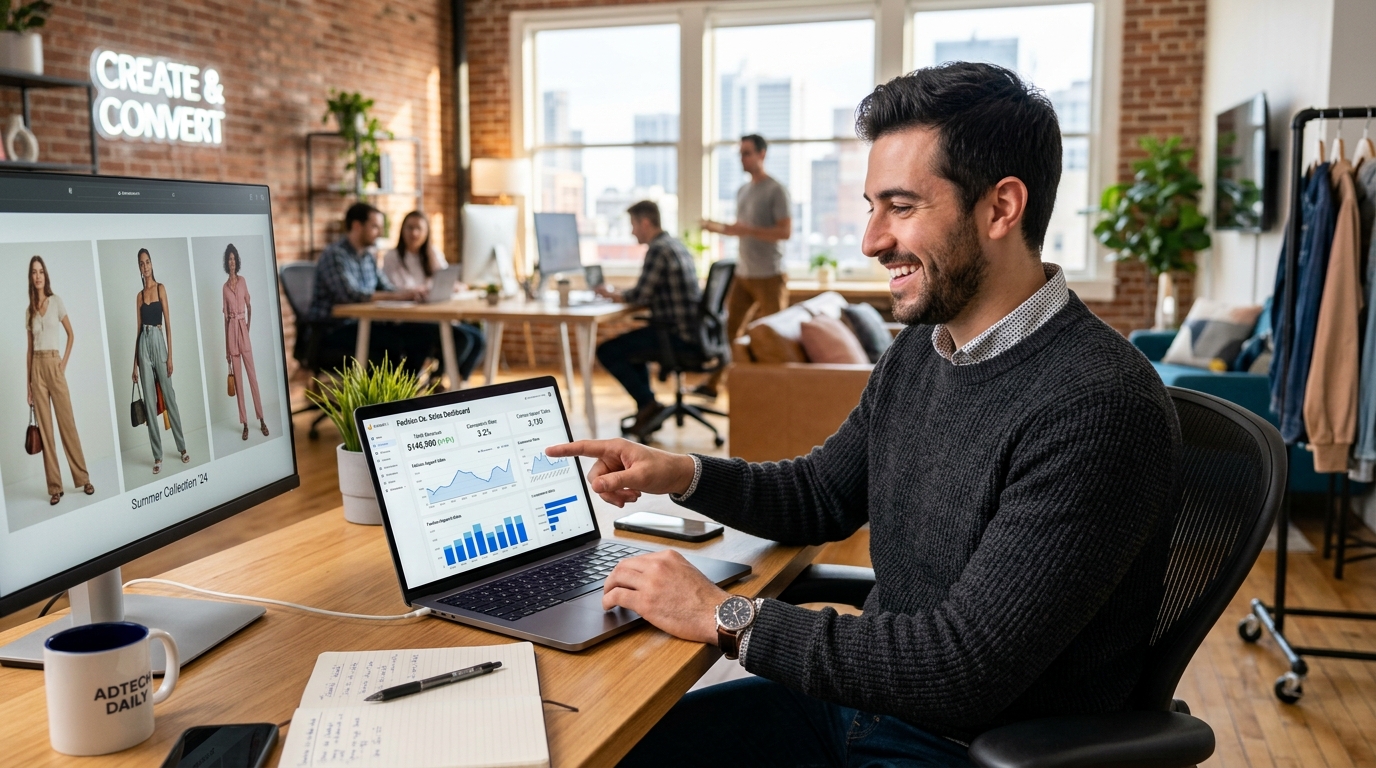 Performance marketer reviewing fashion ecommerce sales metrics