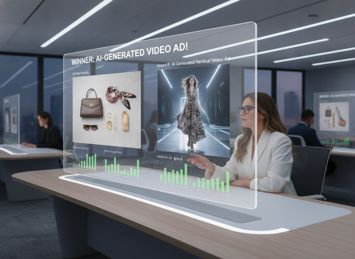 Marketer reviewing vertical fashion video performance on Meta Ads Manager