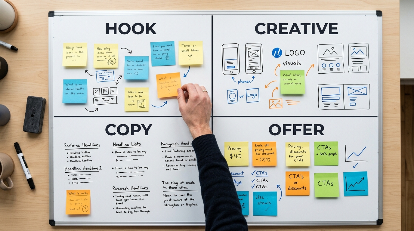 A playbook for creating ad creative variations using a systematic, data-driven approach.
