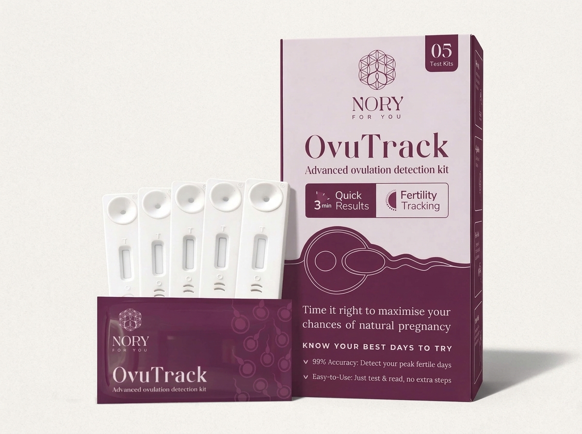 A woman checking an ovulation test strip at home