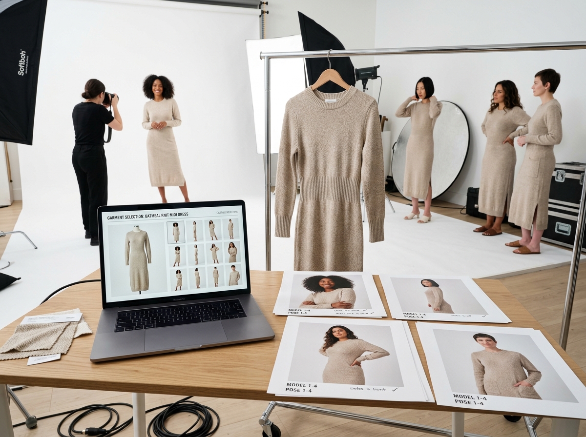 Interface for selecting AI models and poses for fashion catalog