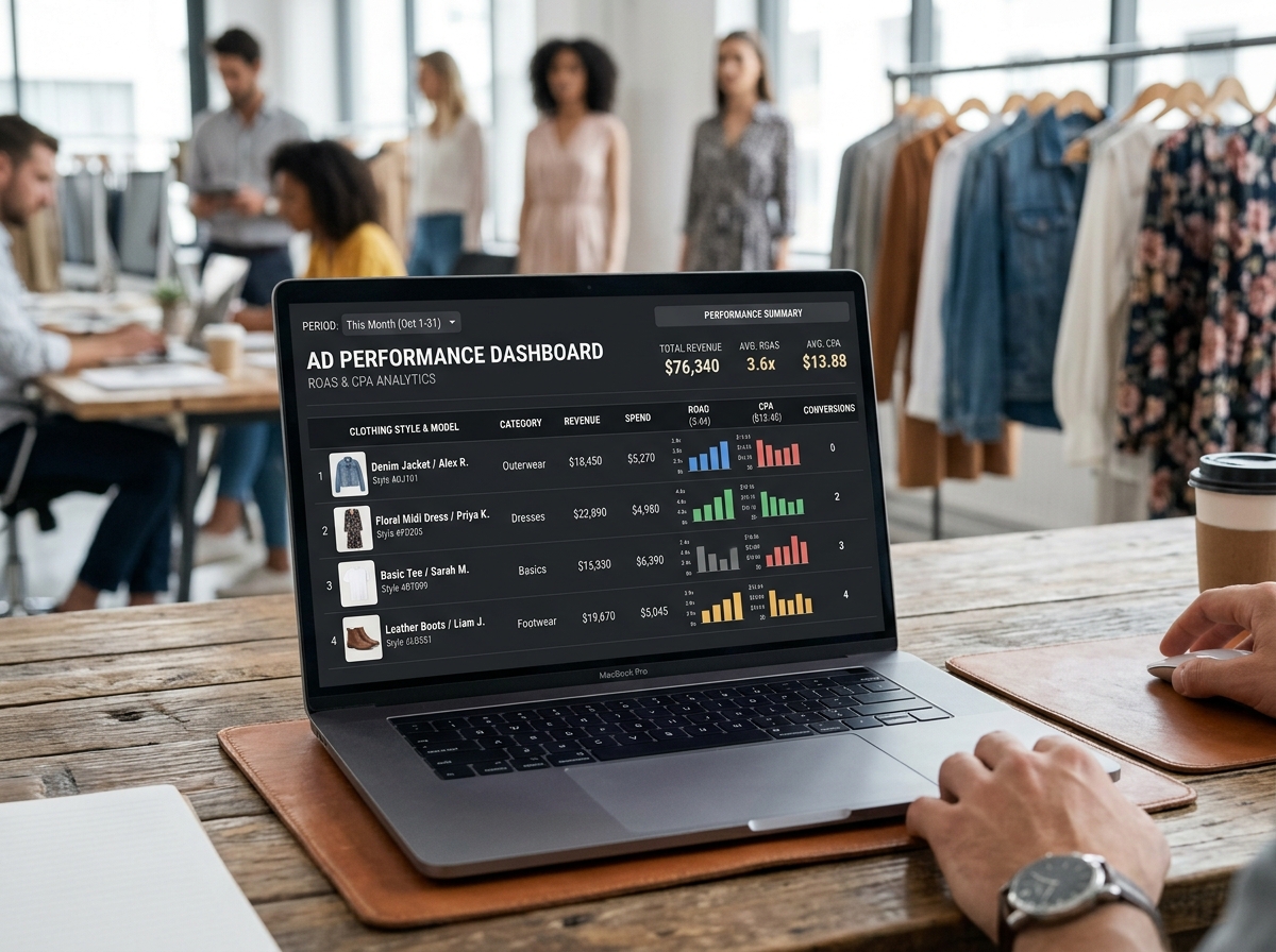 Dashboard showing ROAS and CPA metrics correlated to specific creative tags