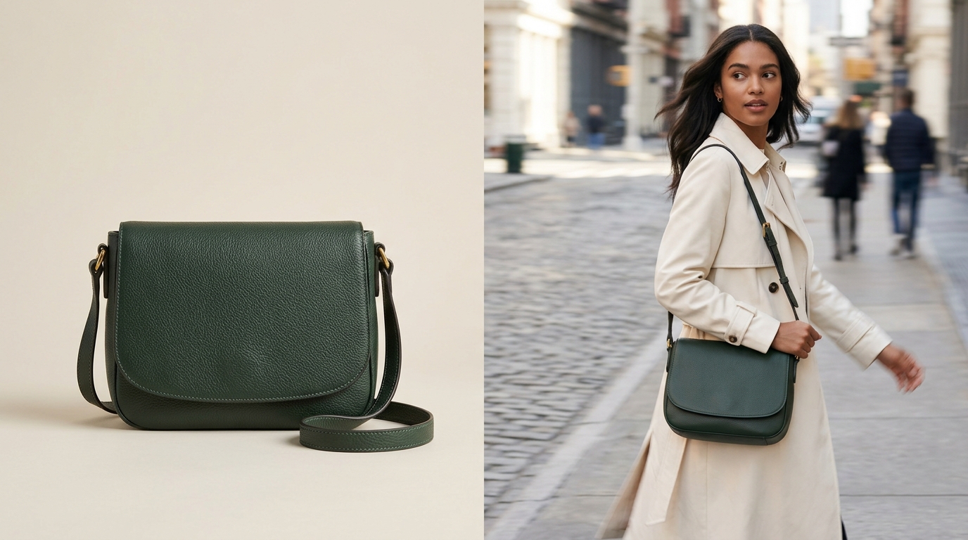 A comparison of a static image versus a dynamic Reels ad for a fashion product.