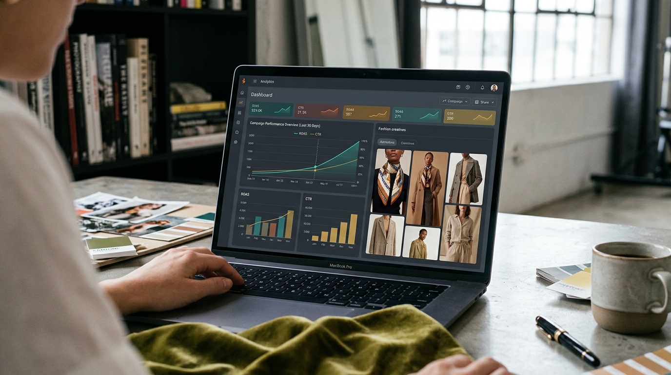 A dashboard showing how AI-powered creative scaling can improve ad performance and ROAS.