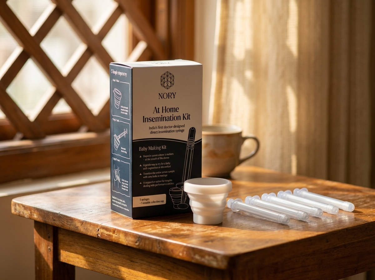 A Nory at-home insemination kit with its packaging.