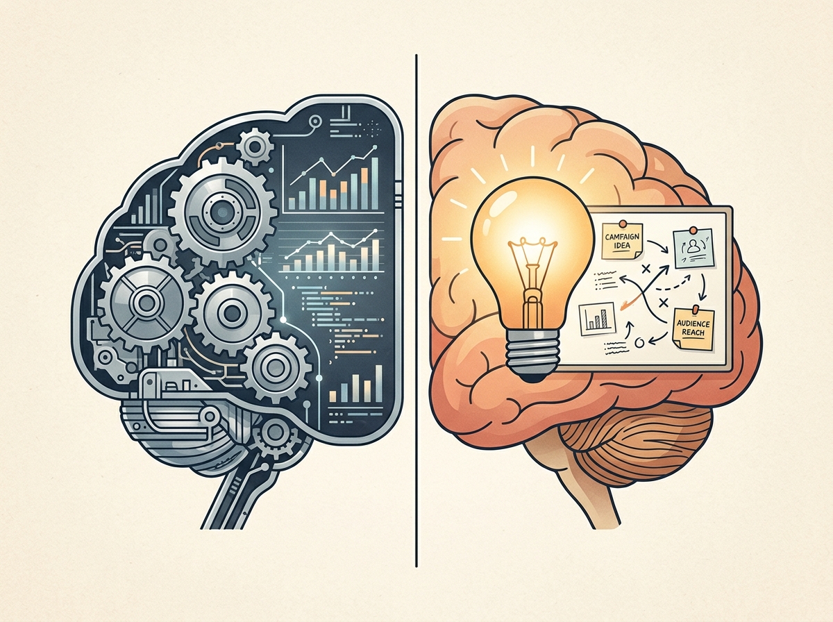 The split between work an ad platform now does and the decisions a person still owns.