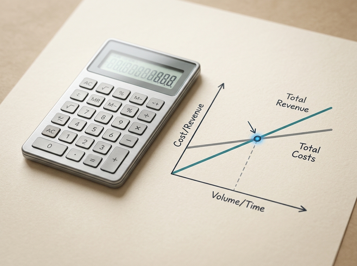 A calculator and chart illustrating the concept of break-even ROAS for fashion brands.