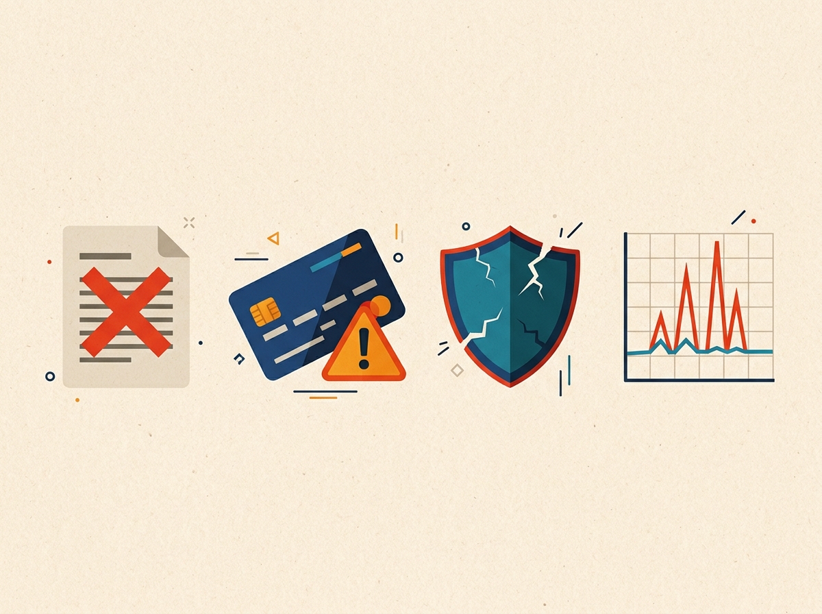 Diagram showing the four common reasons for Facebook ad account restrictions: policy violations, payment issues, security risks, and unusual activity.