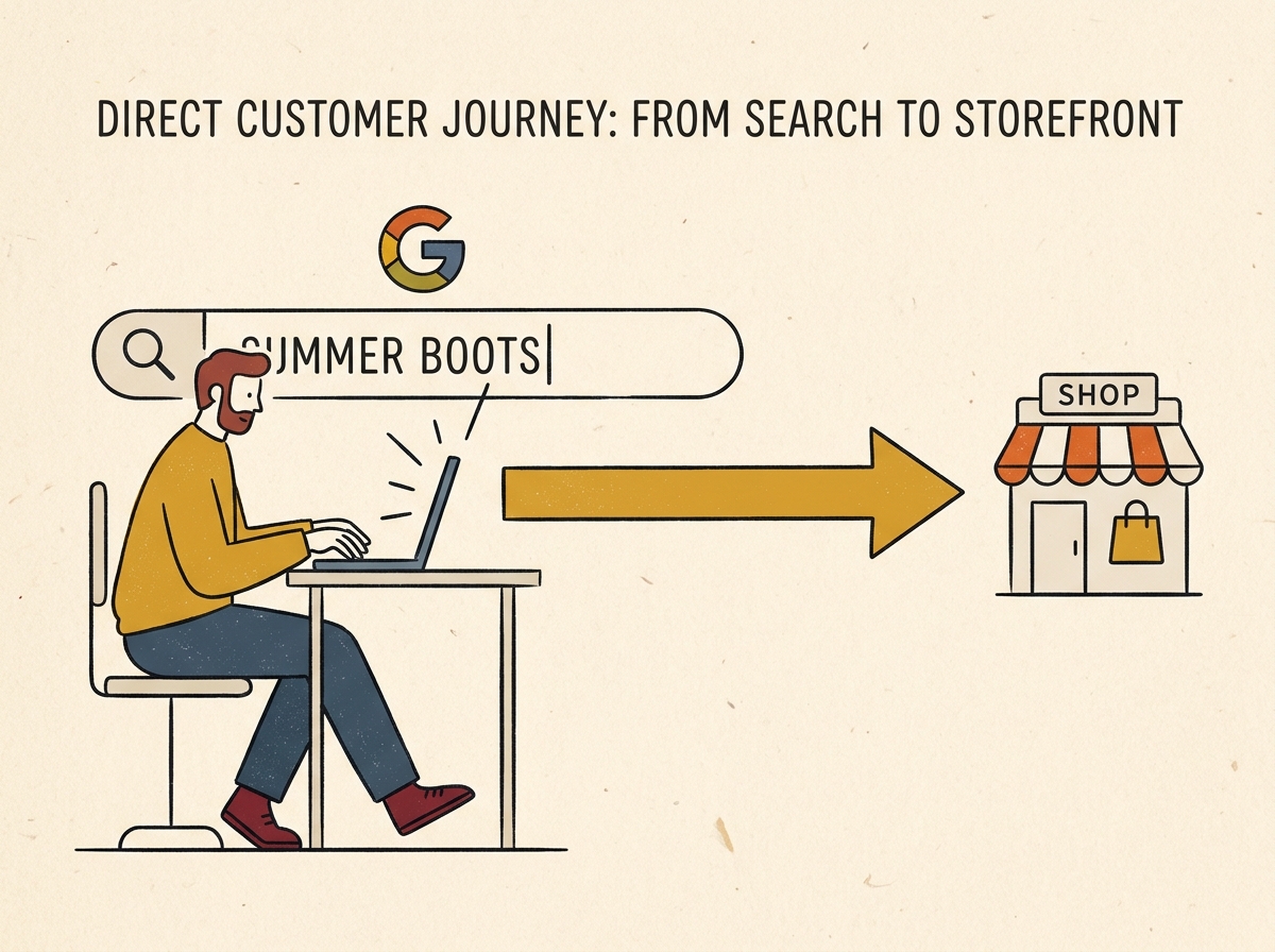 A user typing a search query that leads directly to a business, symbolizing how Google Ads captures existing intent.