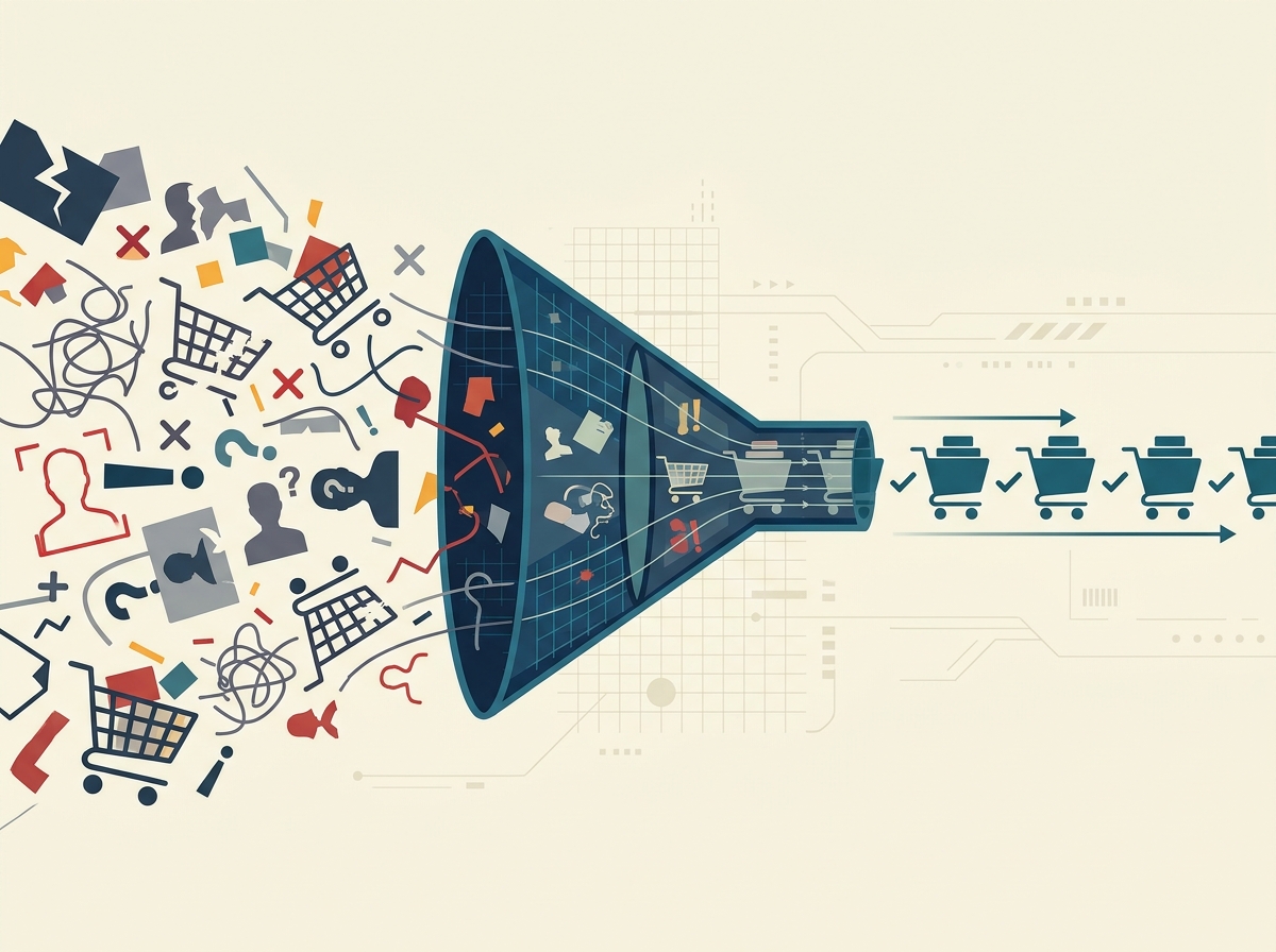 An illustration of clean data signals being fed into an advertising algorithm.