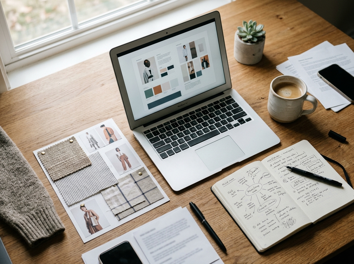 A top-down view of a marketing strategist's desk, planning a Meta ads optimization strategy for 2026.