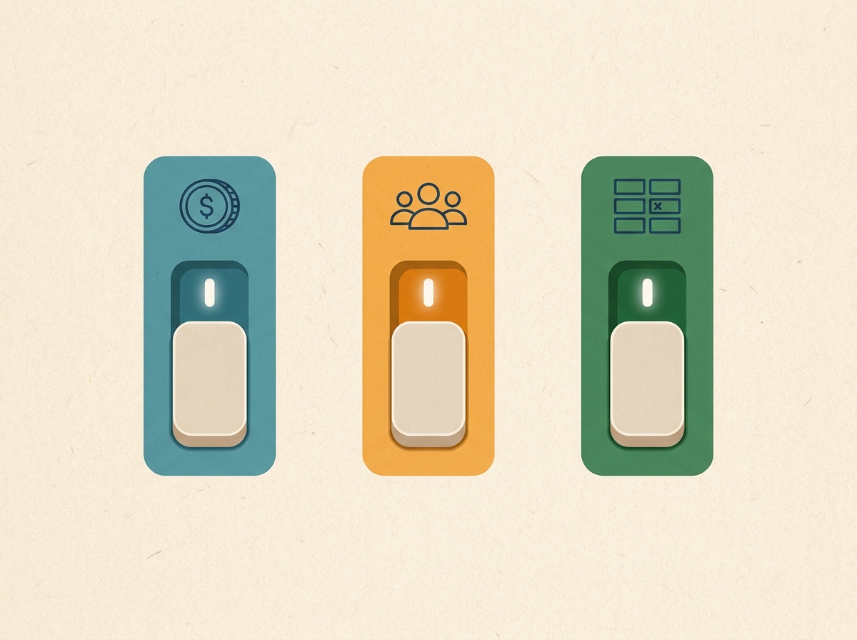 Illustration of the three automation levers in a Meta Advantage+ campaign: budget, audience, and placements.