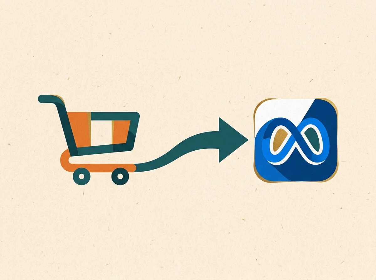 WooCommerce and Meta logos connected by an arrow, symbolizing the integration.